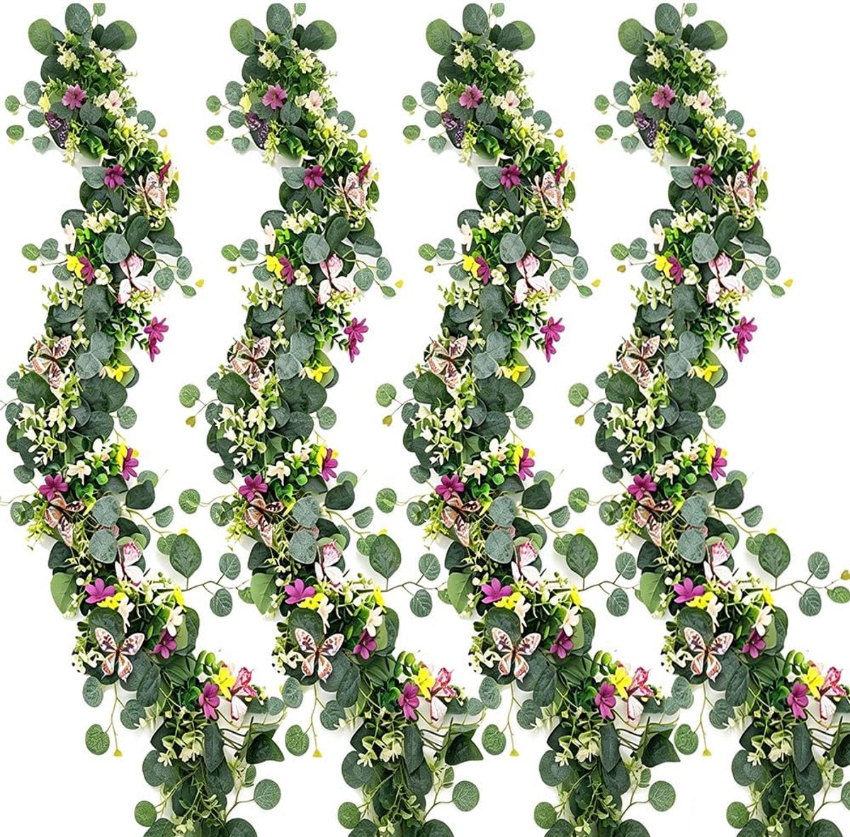 SnelShoppen - Pack van 4 Kunstmatige Eucalyptus Slingers - 1,8 m Lange Groene Bladeren Decoratie - Perfect voor Bruiloften, Feesten en Tafelversiering