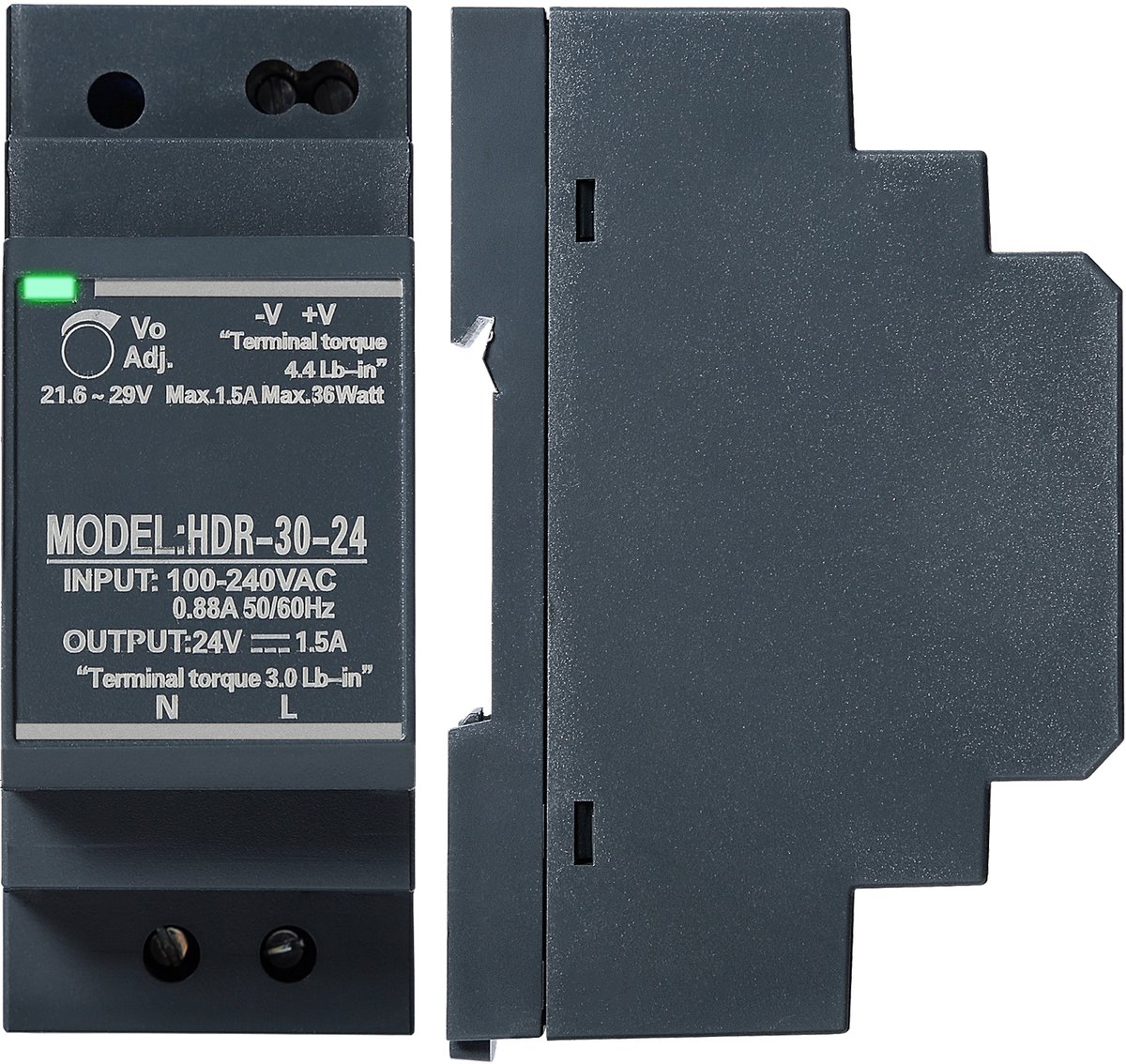 HDR-30W-24V DIN-rail netvoeding - 24V voeding DIN-rail - 1,5A schakelvoeding - DIN-railtransformator - AC/DC-eenfasetransformator - voor DIN-rail voor industriële automatiseringsapparatuur