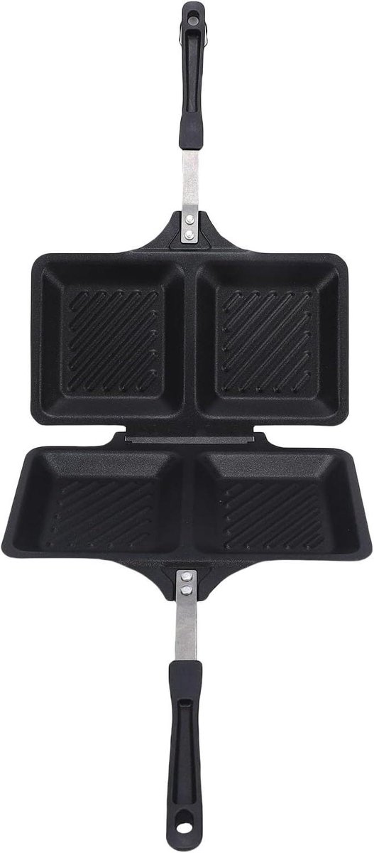 Tosti-ijzer - Panini pers - Ontbijt lunch maken - Dubbelzijdig koken - 25 x 14 cm - Zwart