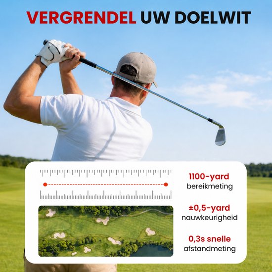 Afstandsmeter Golf - Laser Rangefinder - Golftrainingsmateriaal - Golf Accessoires - 1100 Meter - 7x Vergroting - Hellingscompensatie - Pin Lock met Trilling - USB-C Oplaadbaar - Wit — afbeelding 2