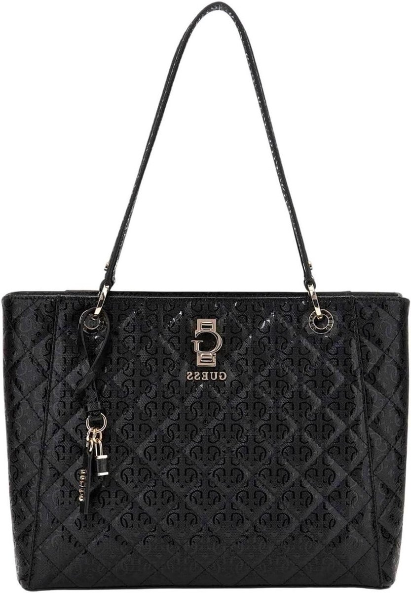Dames Handtas - Schoudertas Tote - Dagelijks Gebruik - Padded G-Gloss PU - 37 cm Breed - Zwart