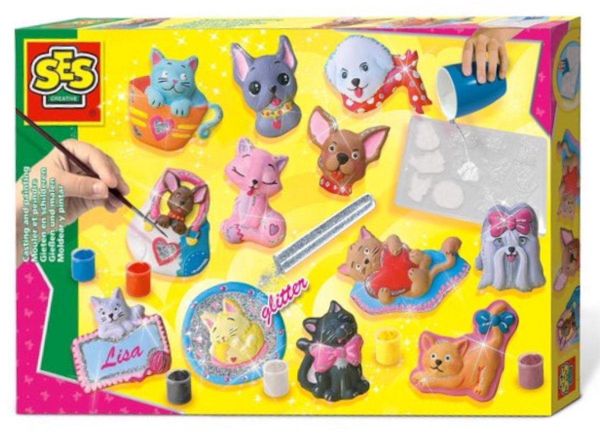 SES Creative - Hobby Pink - Gieten en Schilderen - Katten en Honden - Knutselen Meisjes - Sneldrogend - Vanaf 5 jaar — afbeelding 2