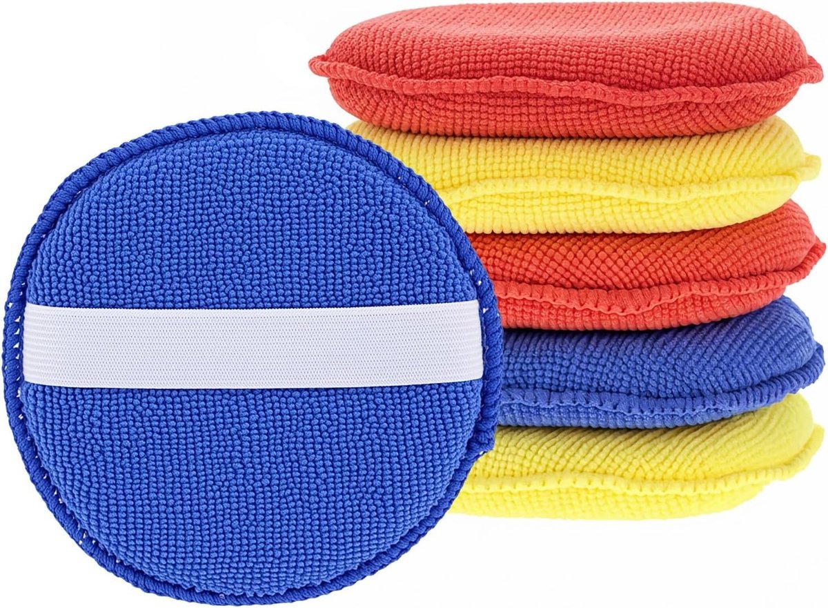 Set van 6 Microvezel Polijstschuim Pads 130x20mm - Wax Applicators voor Auto, Polijsten en Bescherming