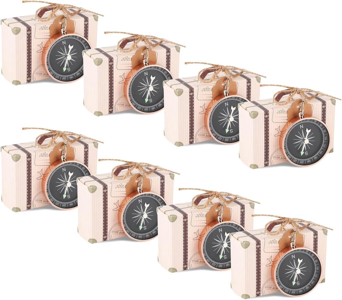 20 Stuks Vintage Kraft Papieren Candy Dozen voor Bruiloft, Babyshower en Feestjes met Kompas en Jute Touw