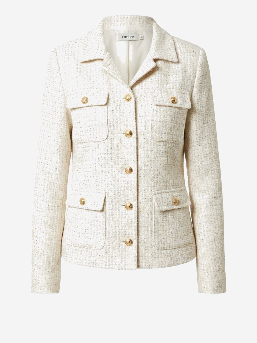 OMBRE Blazer - Regular Fit - Knopen - Effen Gebroken wit S