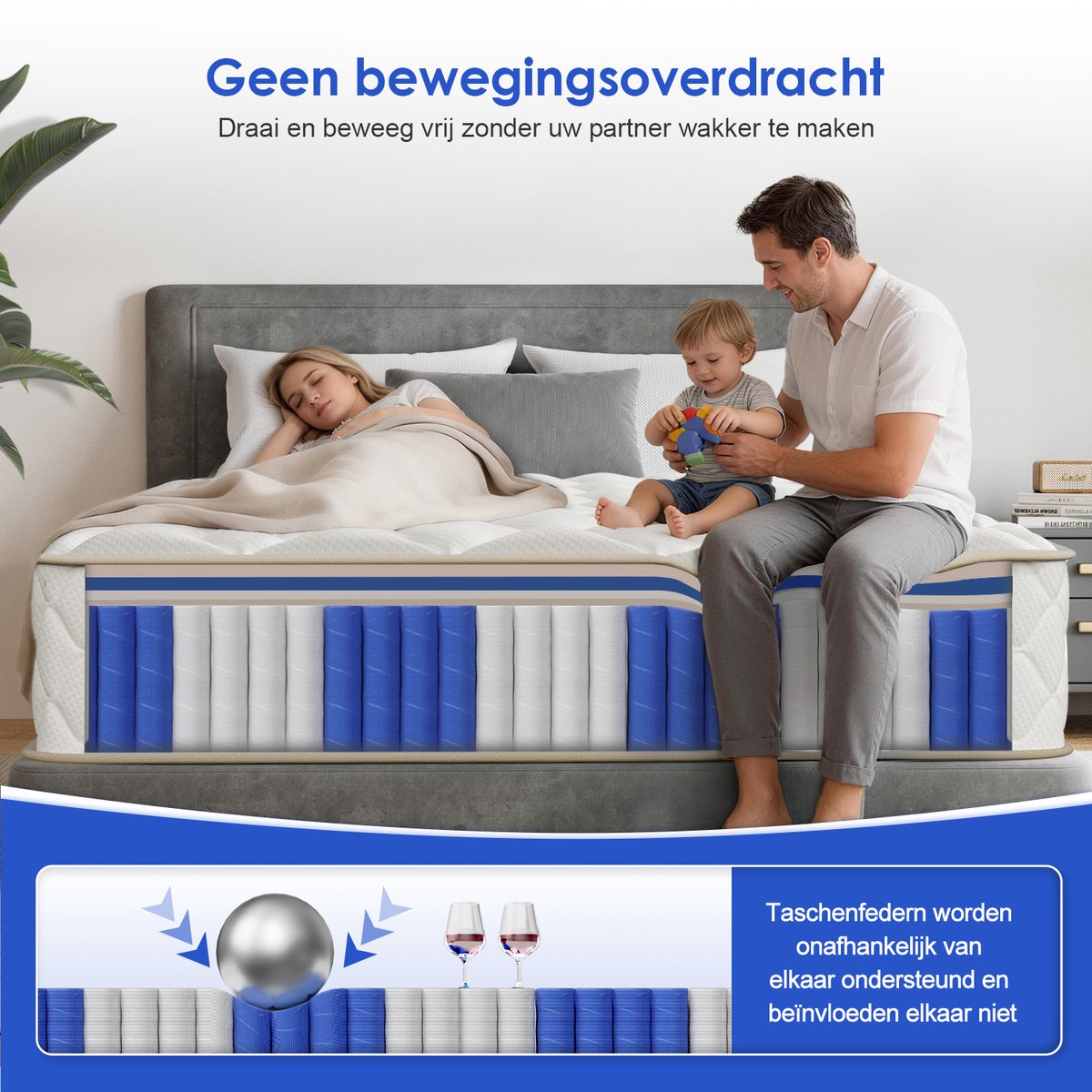 Lexzurn Matras 80x200 cm - Pocketvering Matras thumbnail 5