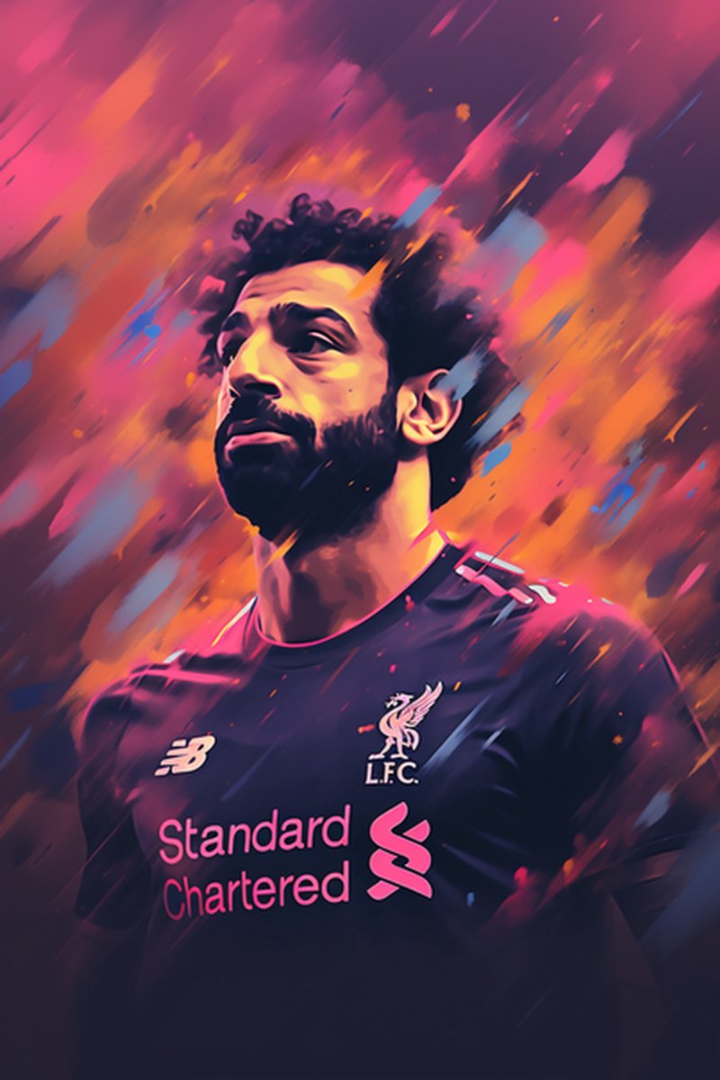 Mohamed Salah Poster - Rood - Liverpool - Mo Salah Abstract - Voetbal - Wanddecoratie - posters - formaat 30x40cm - XS743