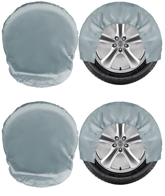 4-stuks Autobandhoes - Bandenhoesset - Camperbandhoesset - Bandenhoes - Universele bandbeschermhoes - Stofhoes - Zonnescherm - Beschermt tegen zonlicht - Voorkomt veroudering - 72*72 cm - Geschikt voor auto's - Grijs