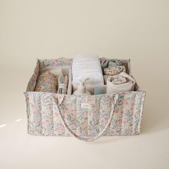 Mushie Diaper Caddy Draagbare Luier Organizer Pastel Blooms van Mushie — afbeelding 2