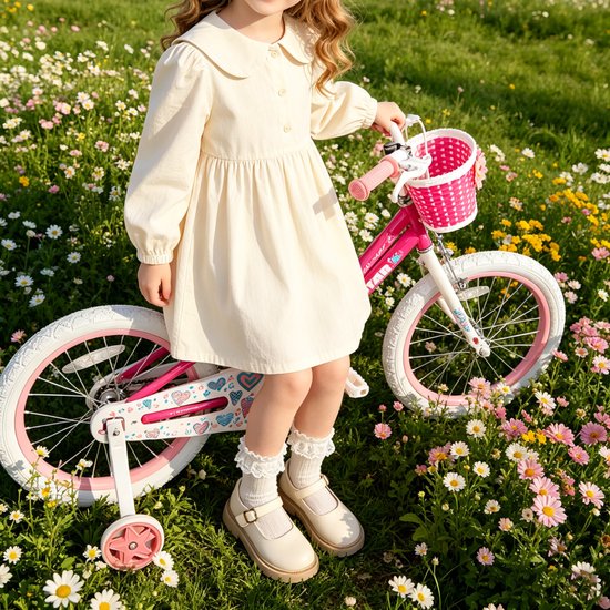 JOYSTAR Angel Meisjesfiets - Verschillende Maten 16 Inch - Met Zijwieltjes - Handrem - Inclusief Mandje - Roze van JOYSTAR — afbeelding 5