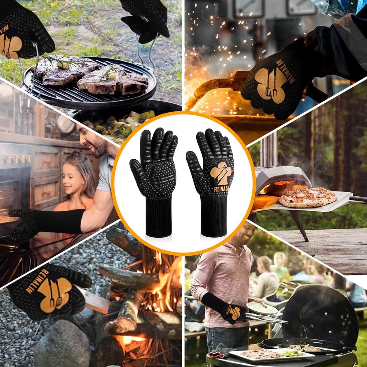 Barbecuehandschoenen - Hittebestendig - Antislip Design - Comfortabele Pasvorm - Voor BBQ en Koken