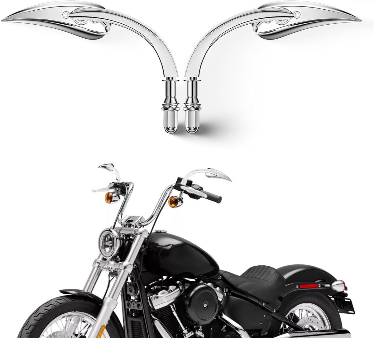 Motorfiets Spiegels in Drophangende Vorm Geschikt voor Custom Sportster, Dyna en Softail 1982-2020 - Stijlvol en Duurzaam