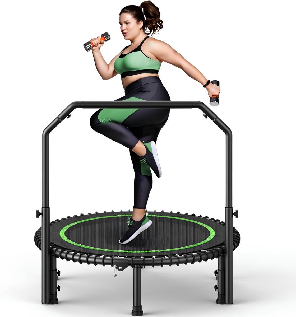 SP® Trampoline - Laadcapaciteit 204/250 kg - Trampoline Fitness - Fitness Trampoline - Groen - 40cm x 15cm x 82cm