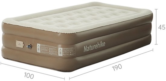 Naturehike Horizon opblaasbaar luchtbed 1-persoons - ingebouwde oplaadbare elektrische pomp - 45 cm hoog - snel opblazen en leeglopen - 190 × 100 cm van Naturehike — afbeelding 2