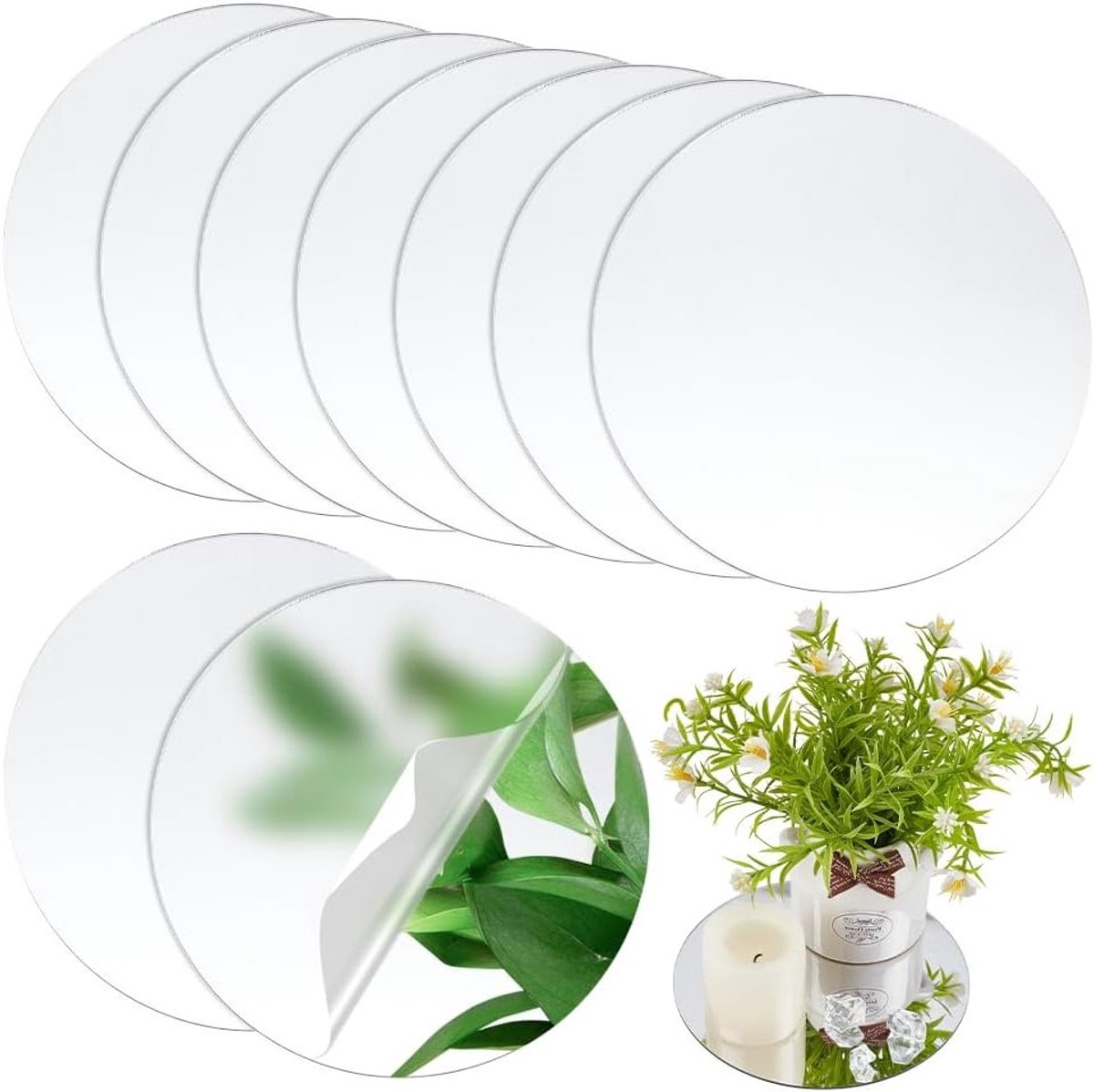 10 Stuks Ronde Acryl Spiegels zonder Frame voor Wandmontage - 15 cm Diameter, 1.5 mm Dikte, Decoratieve Spiegel voor Thuisdecoratie
