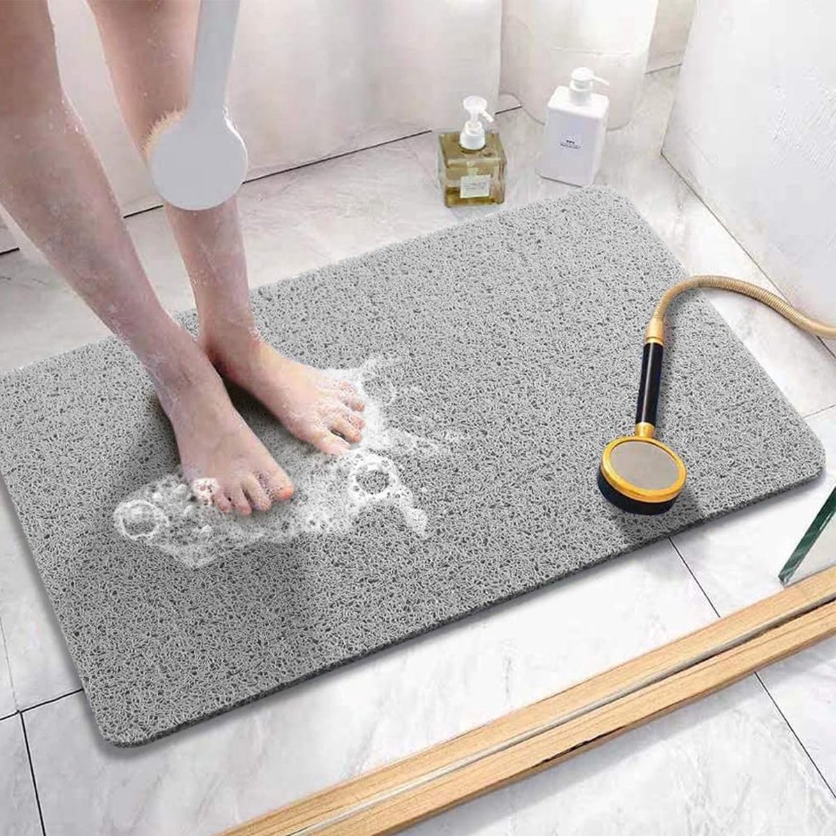Zachte en Antislip Douchemat met Afvoergaatjes, Massagefunctie en Sneldrogend Ontwerp, 40 x 80 cm, Ideaal voor Badkamers en Wellnessruimtes