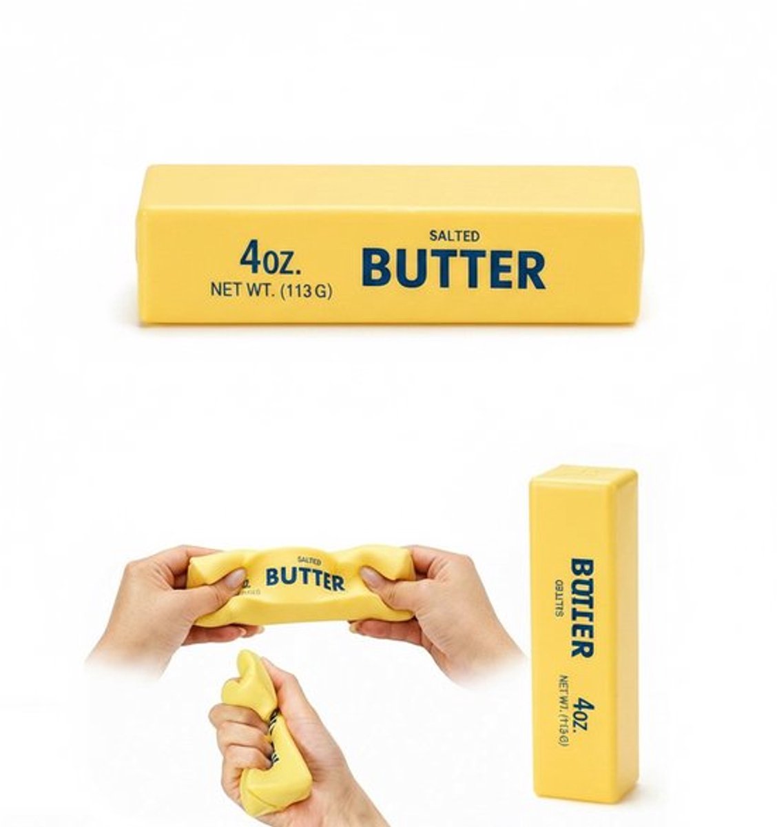 Squishy boter - geel - butter - yellow - fidget - kneden - 13 cm - kinderen