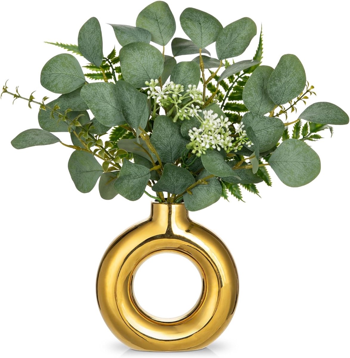 Decoratieve Eucalyptus in Vaas, Groene Kunstplanten voor Tafel en Plank, Perfecte Interieu