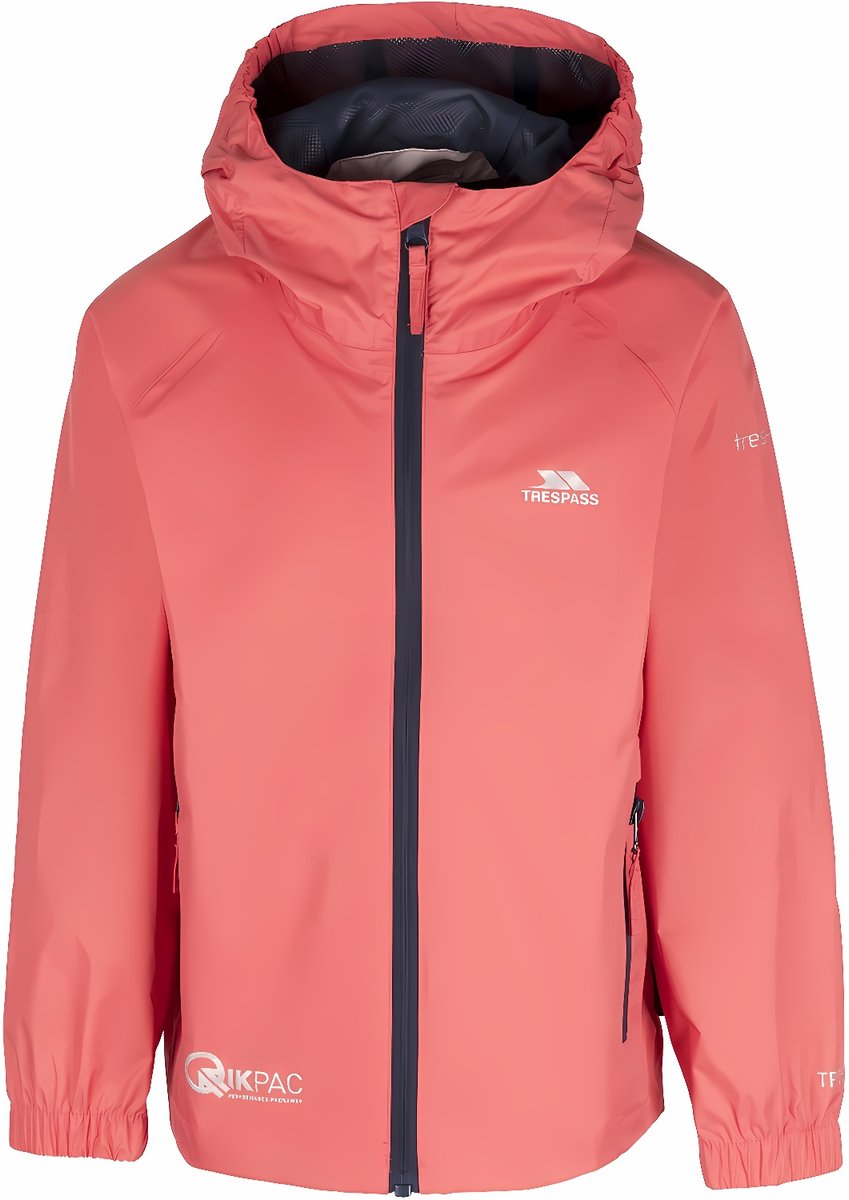 Trespass kinderregenjas Qikpac Jacket Unisex opvouwbare jas Tp-75 Peach Beach Blush