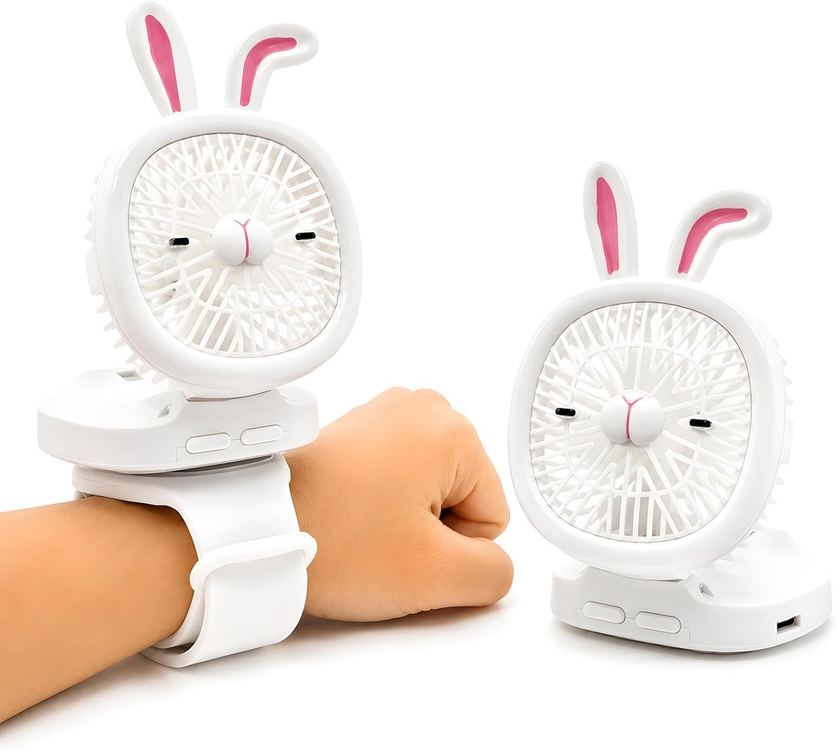 Ventilator met polsbandje - Handventilator - Tafelventilator - USB-Oplaadbare - Draadloze Ventilator - Mini Fan - 3 Snelheden -Zomeraccessoire - Verkoelende - Warmteklachten - Voor school, werk, reis en strand - Wit