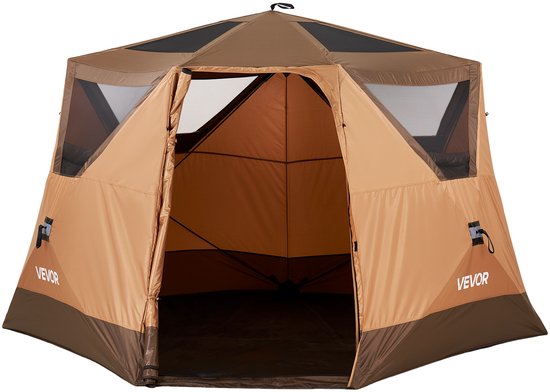 VEVOR Campingtent voor 6 Personen, Pop-Up Tent met Regenhoes en Gaasramen, Snel op Te Zetten in 60 Seconden, Draagbare Tent met Draagtas voor Gezinskamperen en Wandelen, 330x213x204 cm van Vevor — afbeelding 2