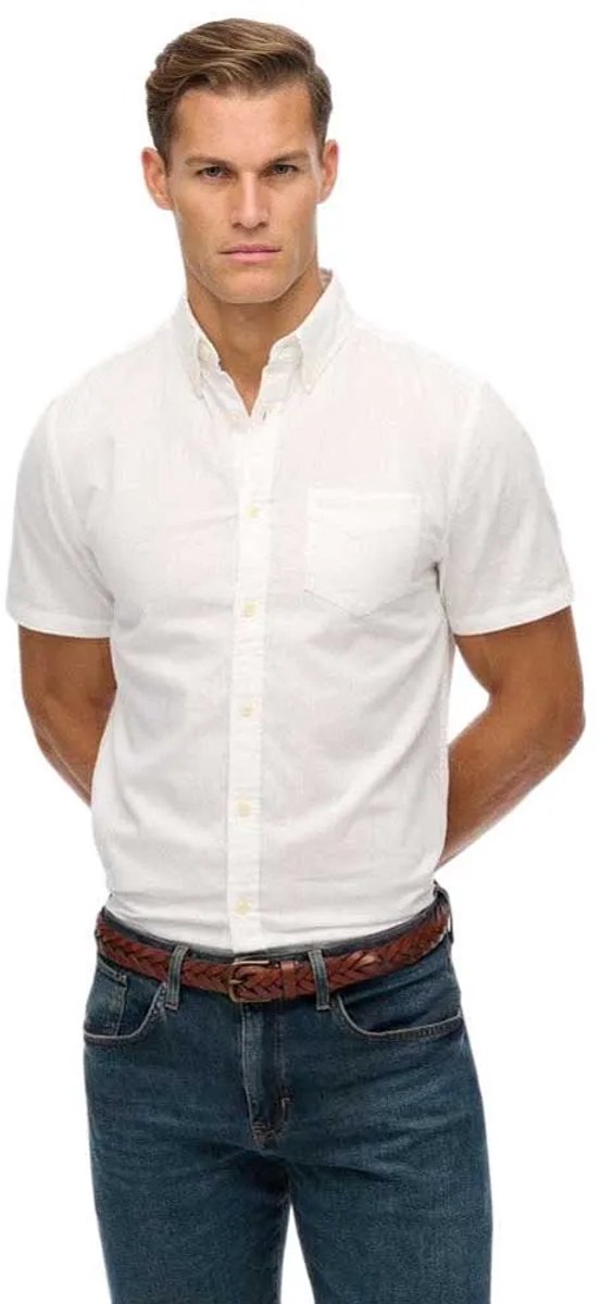 Superdry City Cotton Linen Overhemd Met Korte Mouwen S Man Wit