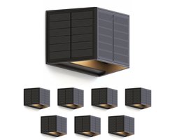 Calex Caserta Solar Wandlamp - 8 Stuks - Up & Down Tuinverlichting - Zonne-energie - Warm Wit Licht - Zwart