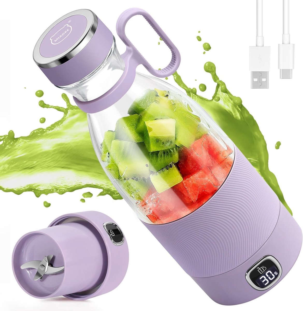 Draagbare Blender - Roestvrij Staal - USB Oplaadbaar - LED Display - Voor Thuis en Sport