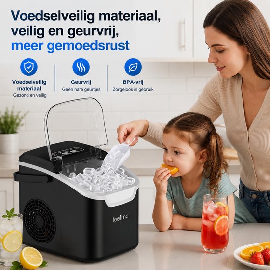 HomeGoodies - Ijsblokjesmachine - Ijsmachine - Ijsblokjesmaker - Ijsschep - 800 ml - Draagbaar - Zelfreinigingsfunctie - Zwart van homegoodies — afbeelding 5