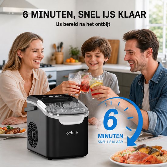 HomeGoodies - Ijsblokjesmachine - Ijsmachine - Ijsblokjesmaker - Ijsschep - 800 ml - Draagbaar - Zelfreinigingsfunctie - Zwart van homegoodies — afbeelding 3