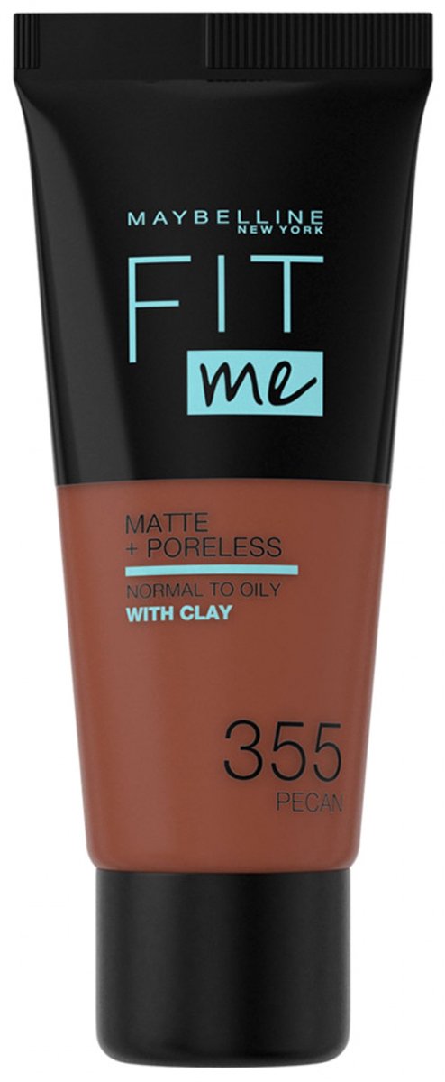Bol.com Maybelline New York - Fit Me Matte + Poreless Foundation - 355 Pecan - Medium Dekkende Foundation met Matte Finish voor ... aanbieding
