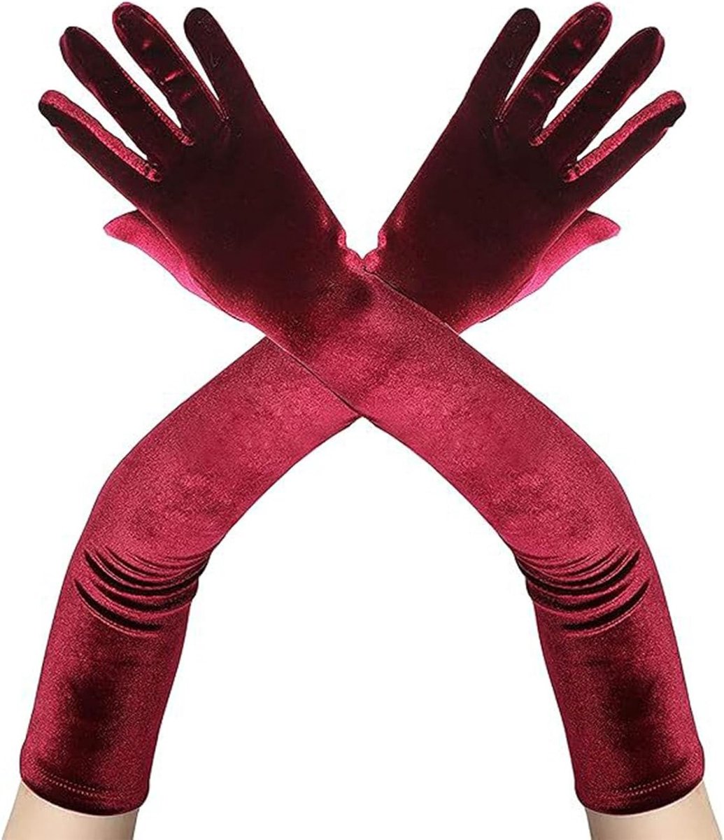 Elegante lange fluwelen handschoenen voor dames uit de jaren '20 voor carnaval en Halloween feestjes
