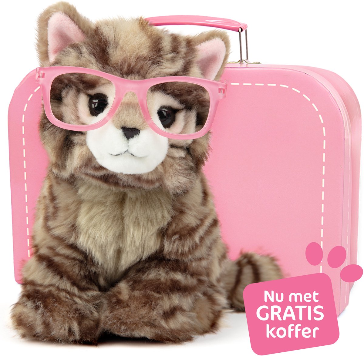 Studio Pets® Knuffel Britse Langhaar Kat Paige 23cm met GRATIS koffer