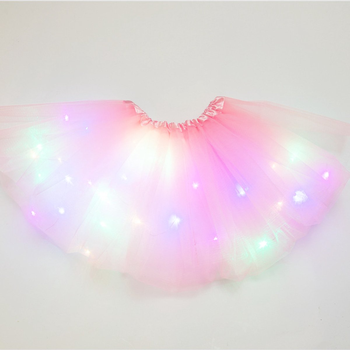 Wantohave Lichtgevend Tutu Rokje Mini Meisjes - Lichtroze - Met Gekleurde LED Lichtjes - One Size - 3 t/m 8 Jaar