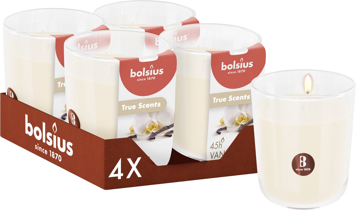 Bolsius Geurkaarsen - Vanille - 4 Stuks - Voordeelverpakking - Geur Kaars