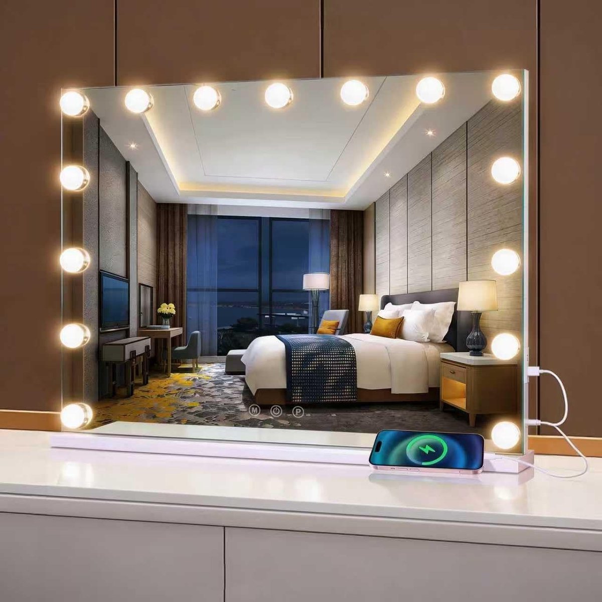 Make-upspiegel met Verlichting - Wit - 3 Helderheidsmodi - USB Oplaadpoort - Voor Dames