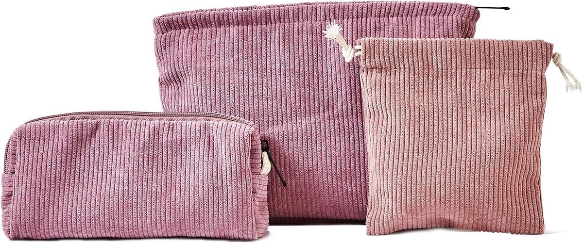 Cosmeticazakje en Make-up Organizer Set van 3 Stuks in Roze - Ideaal voor Reizen en Dagelijks Gebruik