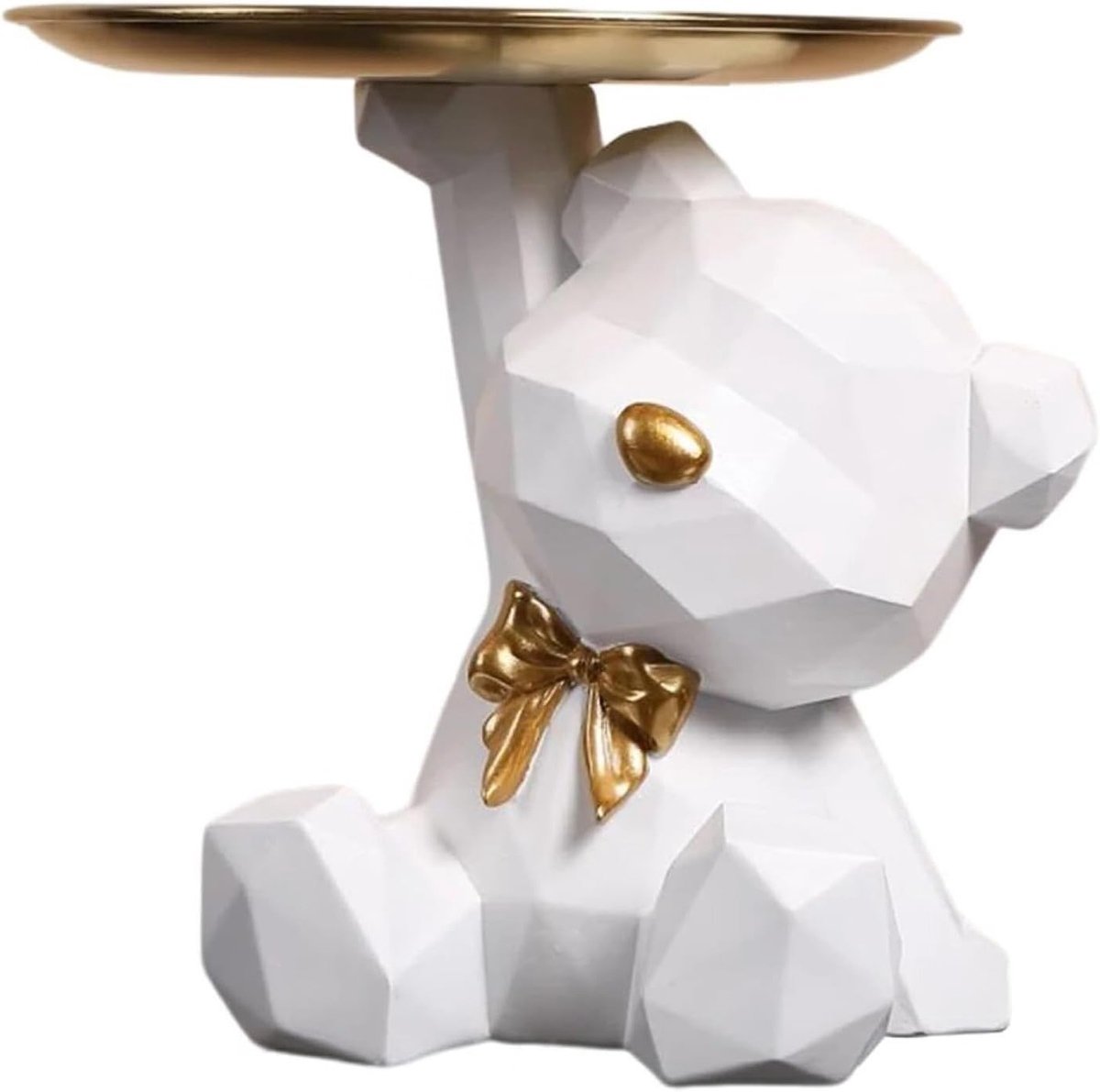 Beeldhouwwerk van een beer met dienblad, decoratieve beerfiguur voor verschillende gelegenheden, perfect als cadeau of interieuraccessoire