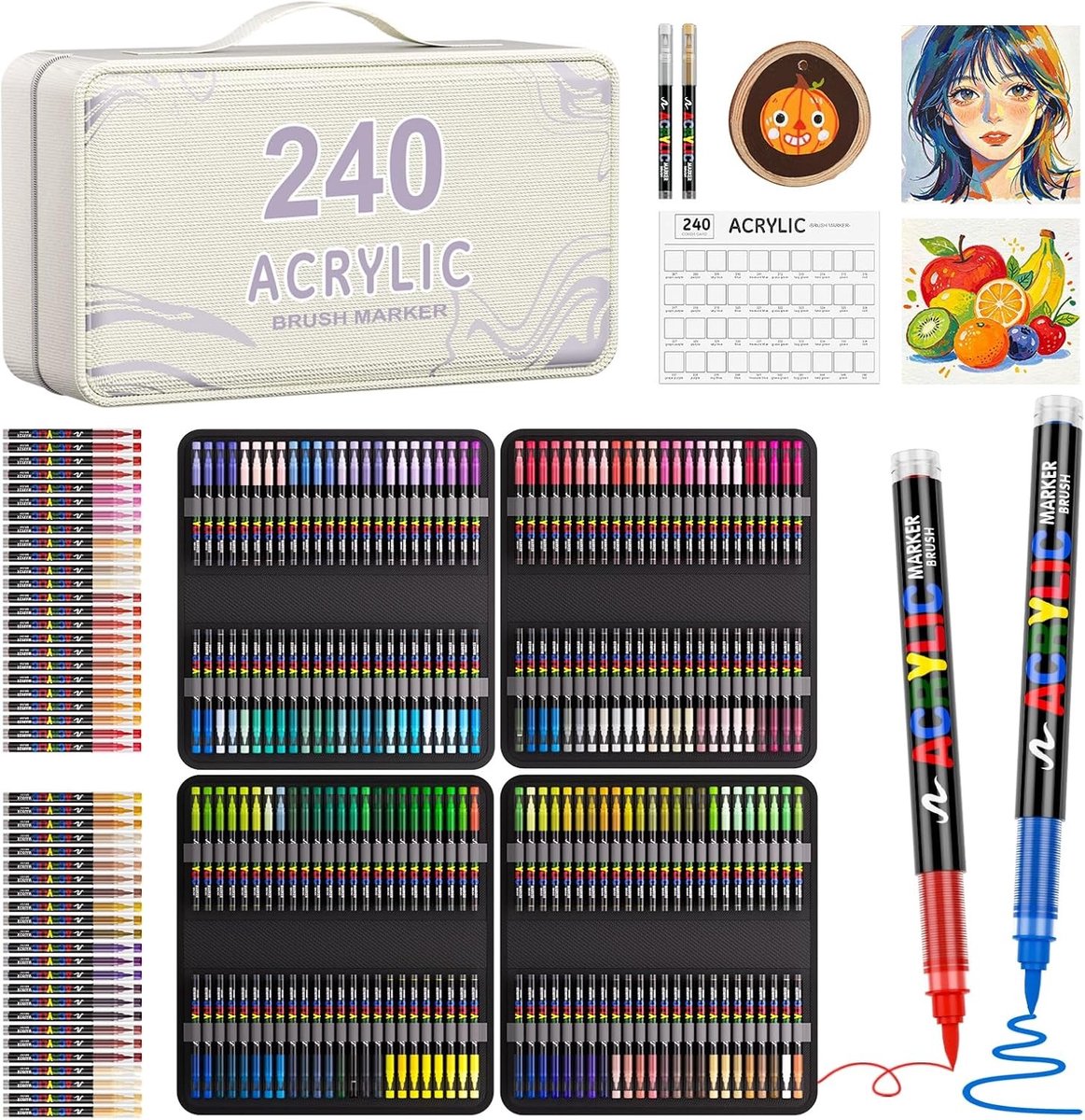 Acrylverfstiften - 242 Kleuren - Waterbestendig - Sneldrogend - Voor Kunstenaars en Hobbyisten