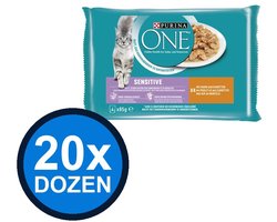 20x Purina One - Sensitive Adult Kip & Wortel (4x85g) - Kattenvoer Natvoer - 340 g
