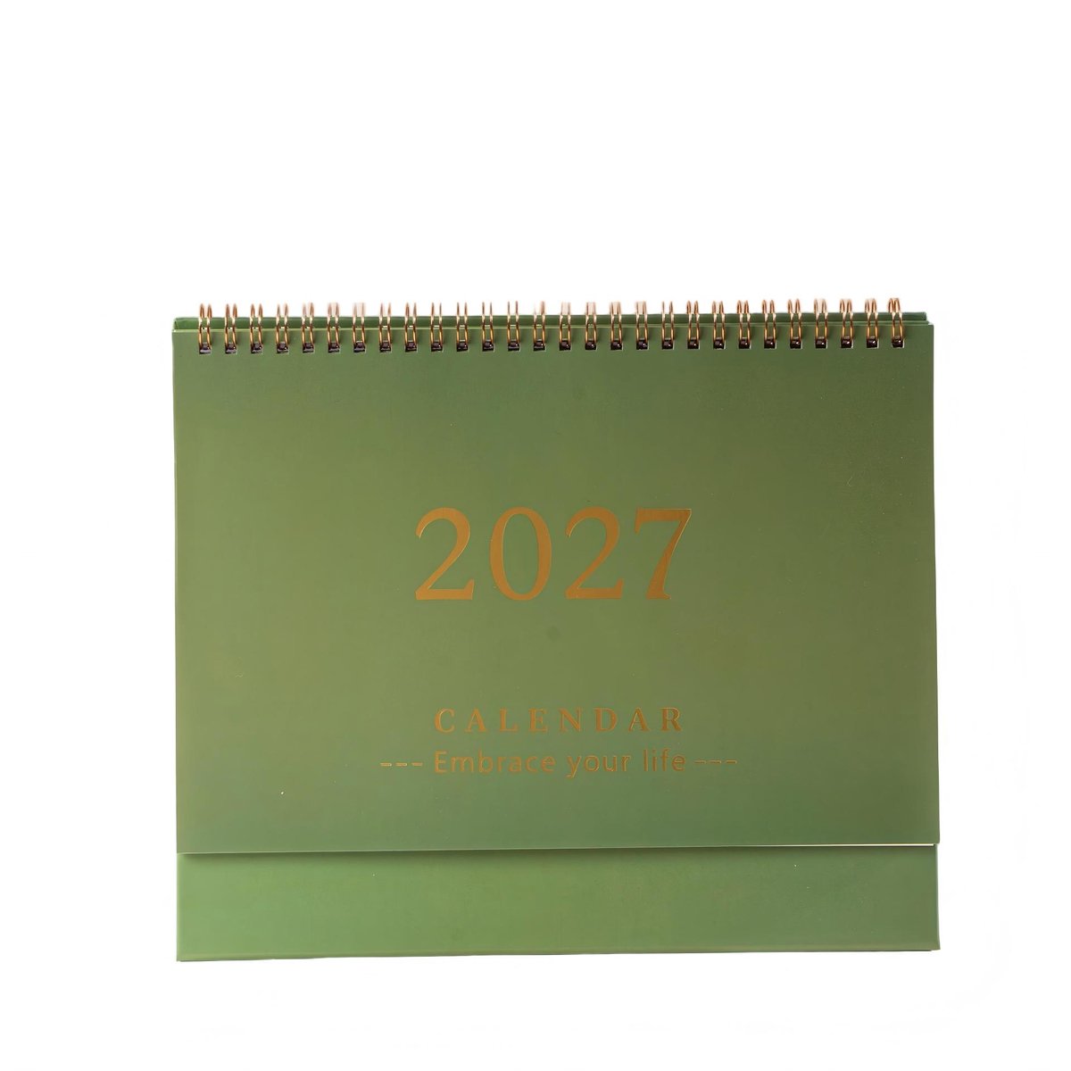 Bureaukalender 2026-2027 – Engelstalige Flipkalender – Bureauplanner met Grote Schrijfruimte – Maandplanner voor Kantoor, Studie en Thuis – Olijfgroen – 25 × 21 cm – 1 Stuk