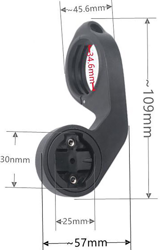 Fietshouder geschikt voor Garmin fietscomputer - Fietshouder - Fietssteun - Incl. Spacers en inbus sleutel - Verlengde Voorsteun voor Fietscomputer - Out-Front Stuurbevestiging - Fietscomputer Houder geschikt voor Garmin Edge - Zwart — afbeelding 4