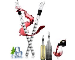 Wijnkoelers met schenktuit - 2 Stuks 32*2.5cm - Wijnkoeler Stick - Wijn Koeler Staaf - Schenktuit - Wine Cooler - Schenktuit Drank - Wijnschenker - Stokwijnkaraf - Wijnbeluchter - Champagnekoeler - RVS Staaf - Wijnschenker Decanteerder - Beluchter