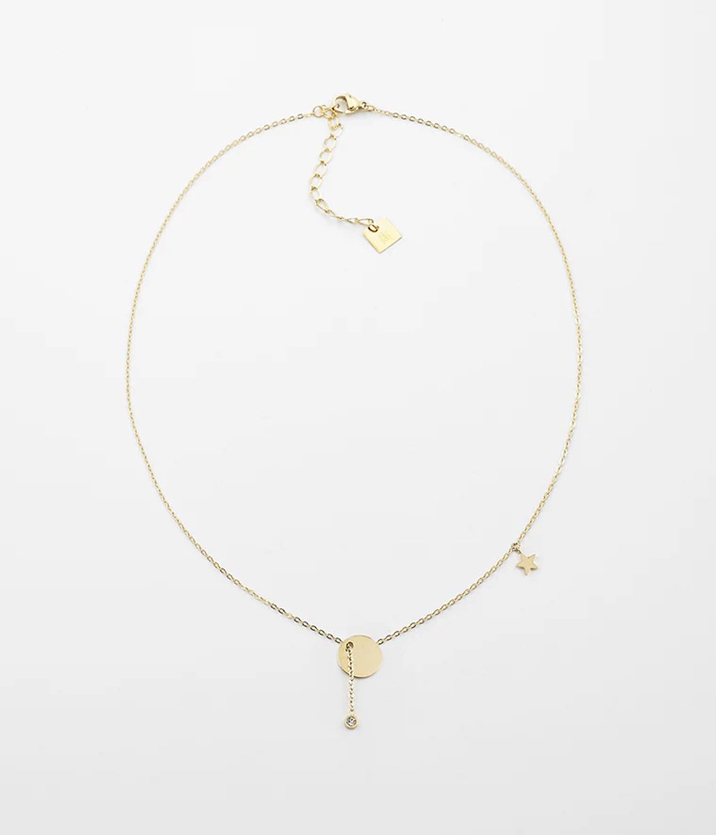 Zag Bijoux Collier Charm SNS7103-01WHT – Goudkleurig Staal met Ster en Kristal