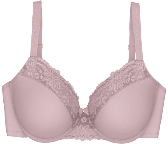 Lila minimizer bh met kant en een strikje middenvoor. De bandjes zijn voorzien van een subtiel patroon.