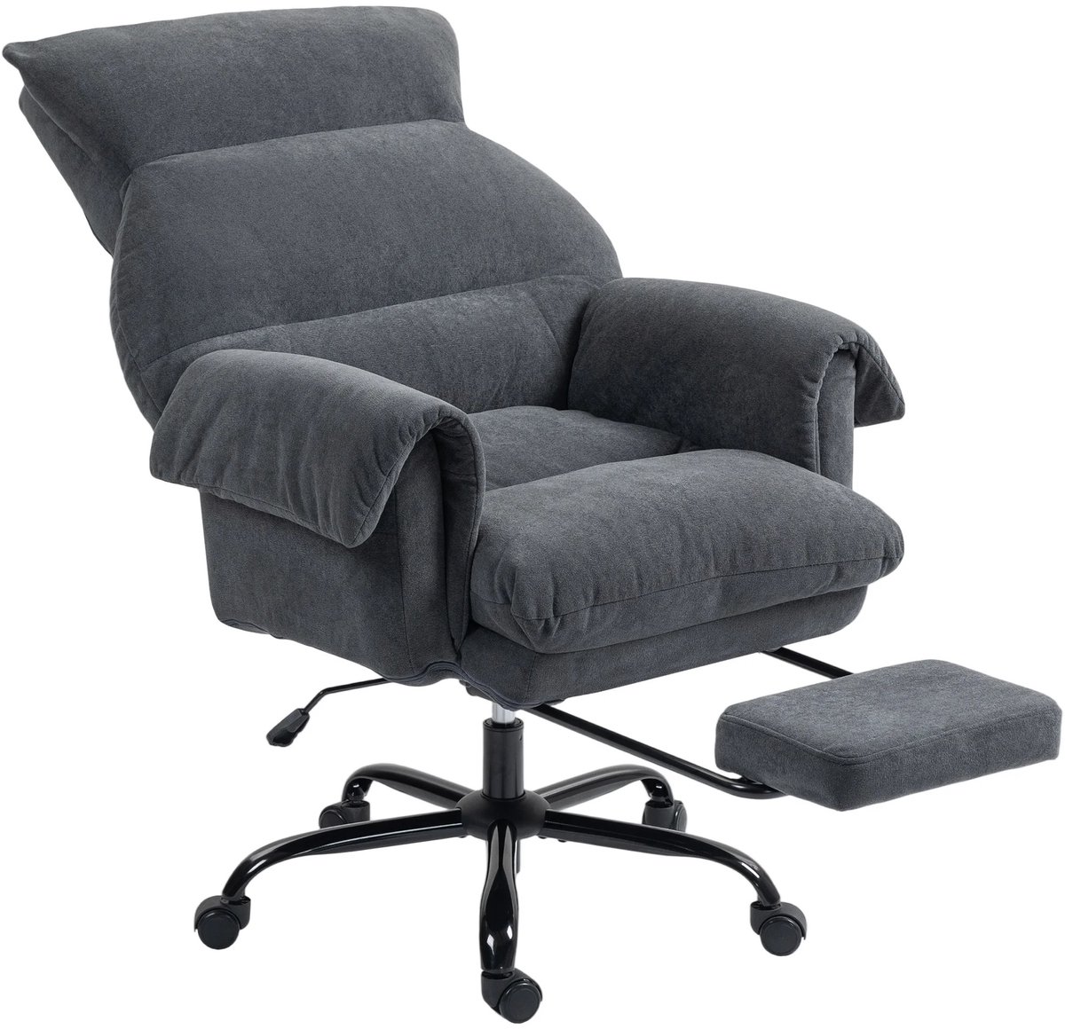 Stervia Zachte Bureaustoel Met Voetensteun - Fluwelen Bekleding - Verstelbare Rugleuning - Dikke Vulling - 80 × 80 × 106-114 cm