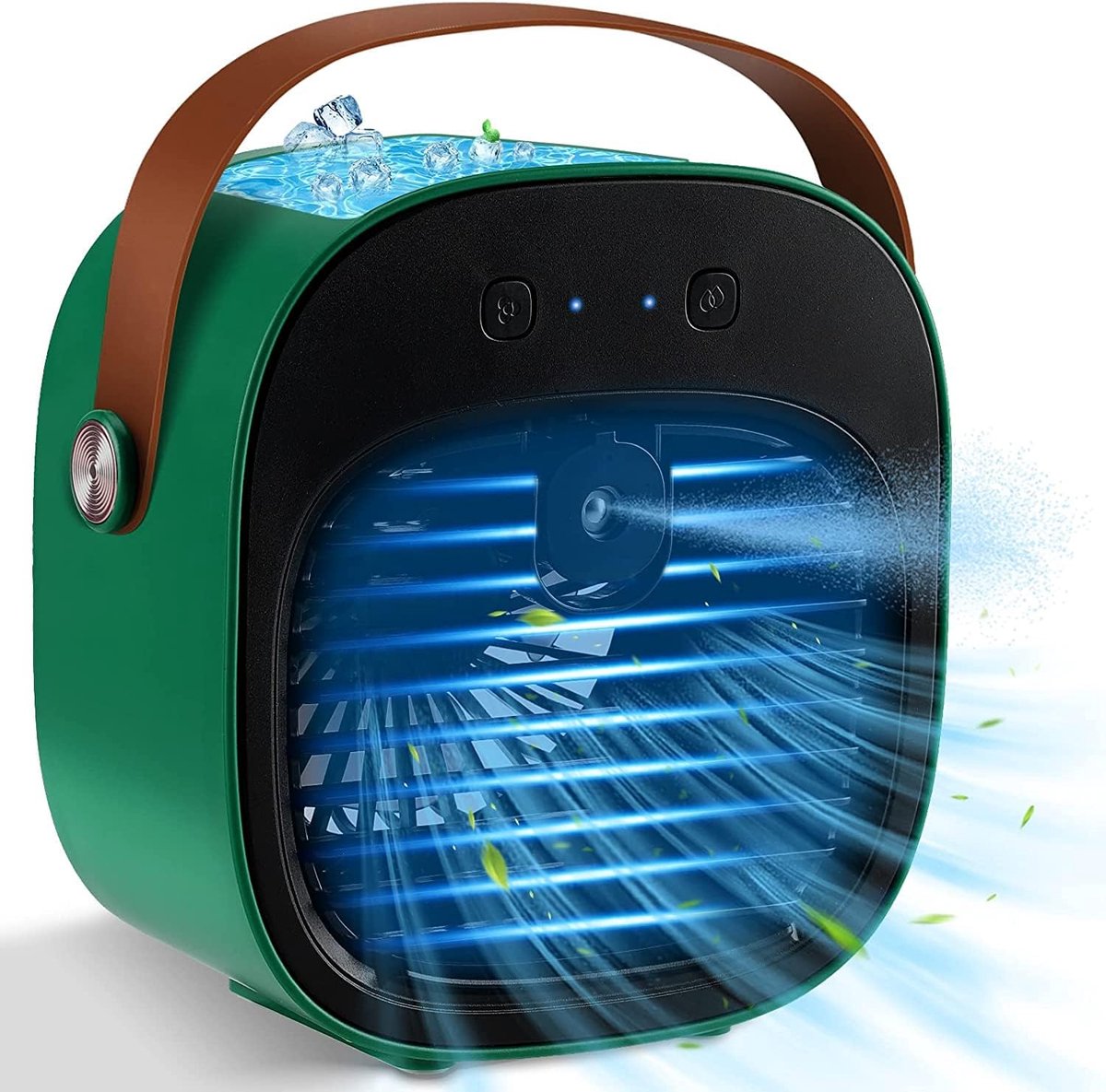 Draagbare airconditioner, mini oplaadbare airconditioner, persoonlijke luchtkoeler, kleine tafelairconditioner, geschikt voor slaapkamers, kantoren en buiten (groen).