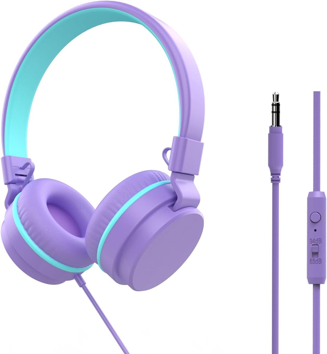 SnelShoppen - Kids Headphones - On-Ear Bedrade Hoofdtelefoon voor Kinderen met Microfoon, 85/94dB Geluidsbegrenzer, Vouwbaar, Voor Jongens en Meisjes