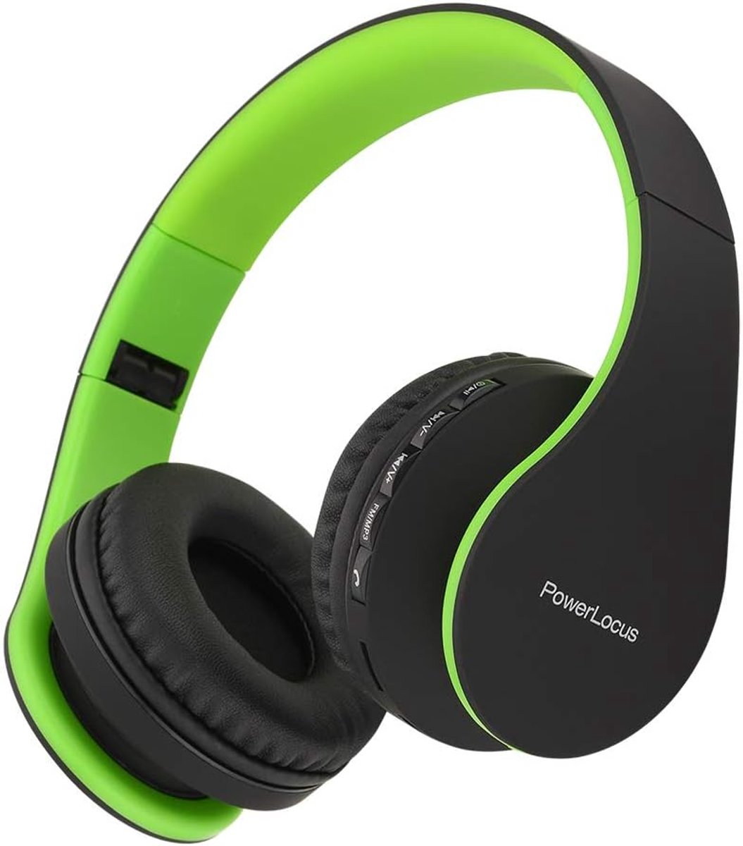 SnelShoppen - Bluetooth Koptelefoons Draadloos Over-Ear Inklapbaar met Microfoon, Micro SD Slot, FM Radio - Groene Koptelefoon voor Smartphone, Tablet