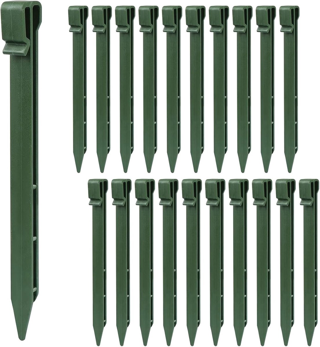 Set van 20 Robuuste Plastic Haringen voor Tuinrandafwerking - 25 cm Lange Groene Haringen Geschikt voor Zachte Bodems, Camping en Tuinprojecten